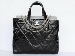 Best Replica Chanel Classic Calf Leather Handbags 39048 Black with Gray Replica